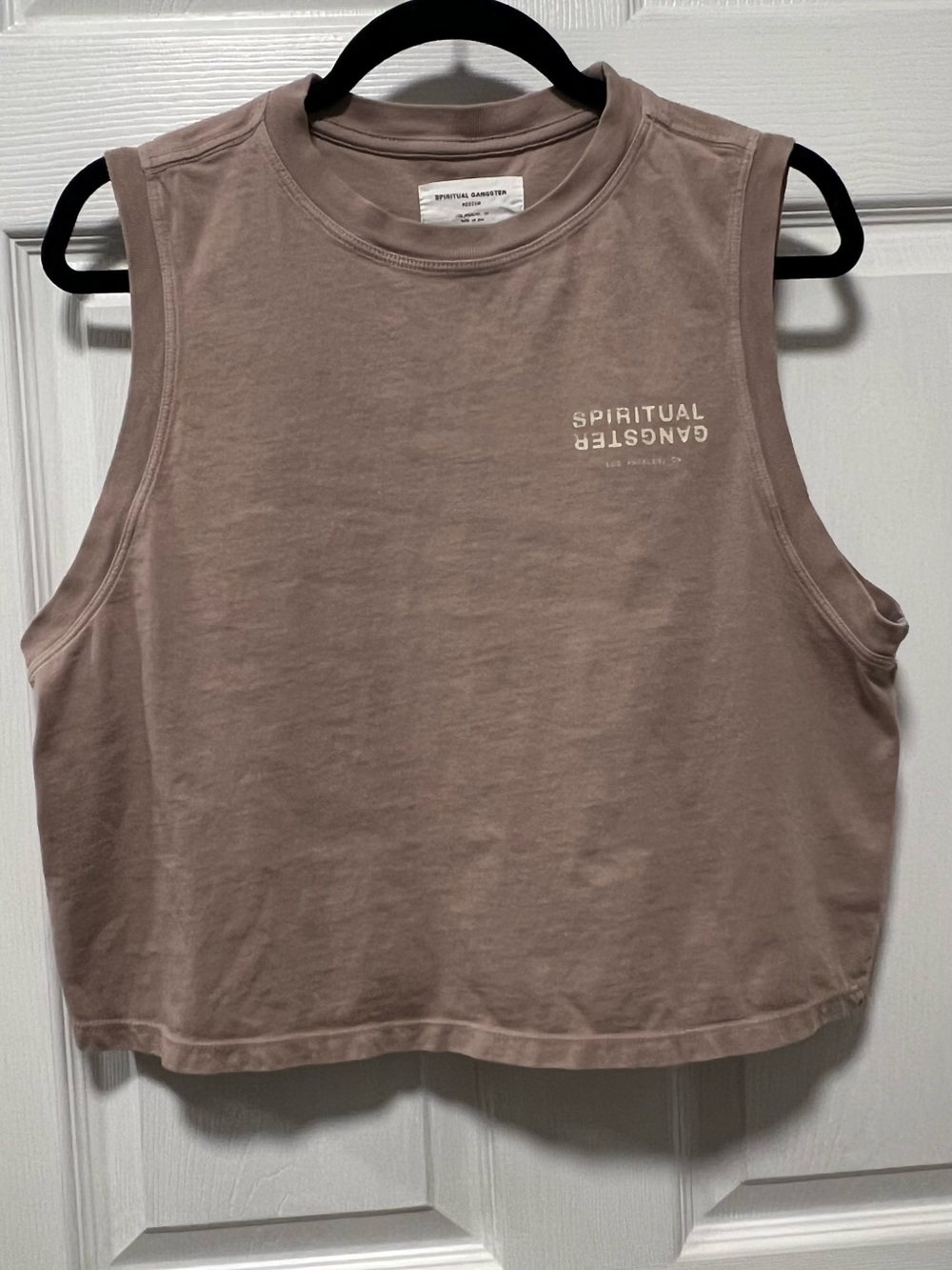 Spiritual Gangster Cropped Muscle Tank M Taupe